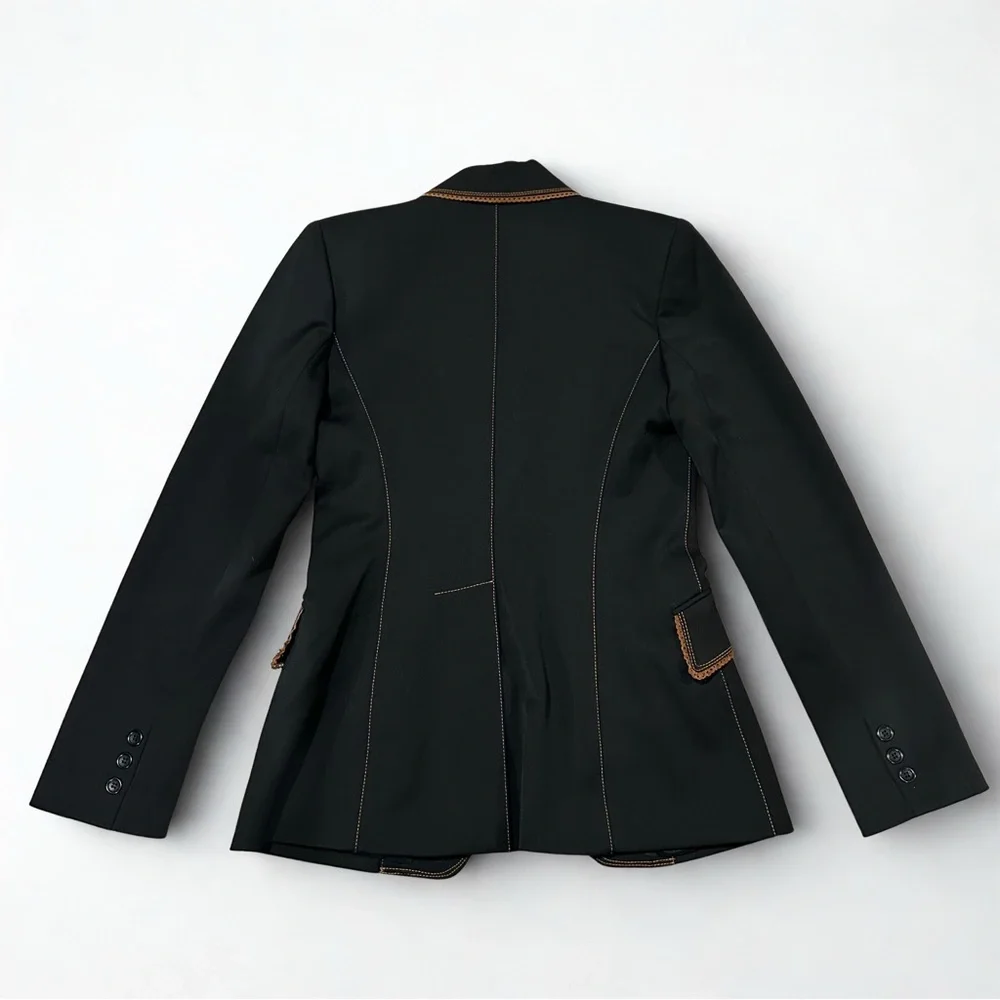Vintage Tailored Black Blazer Size S Made in France French Chic Quiet Luxury EUC - Picture 2 of 10